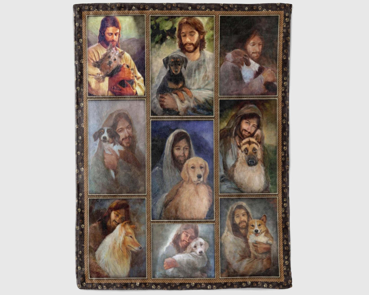 Dog Breeds God Blanket, Dog Lover Blanket, Jesus Blanket, Dog Mom Blanket, Christian Blanket, Dog Owner Blanket, Dog Lover Gift