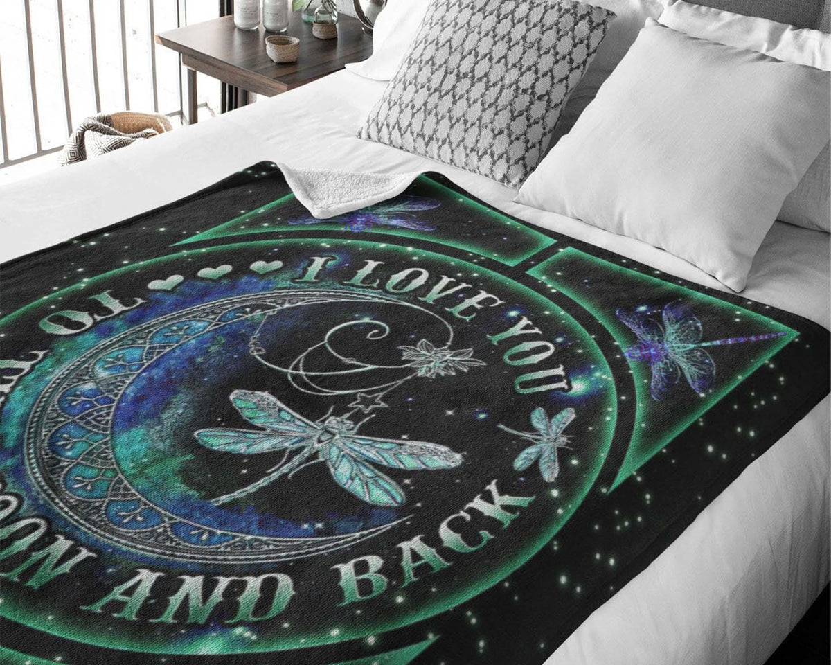 Dragonfly Moon Blanket, Insect Blanket, Flying Animal Blanket, Dragonfly Fleece Sherpa Blanket, Animal Blanket, Grandma Grandpa Blanket