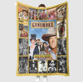 Gunsmoke Movie Fleece Blanket, Gunsmoke 50s Western Cowboy TV Series Retro Vintage Blanket, Gunsmoke Memories Blanket, Gift For Film Fan
