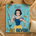 Custom Disneyland 6 7 Princess Blanket,Six Seven Princess Blanket,Cinderella Snow White Belle Ariel Princess Blanket, Birthday Girl Blanket