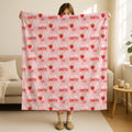 Personalized Strawberry Blanket,Custom Baby Name Blanket,Cozy and Cute Fruit Throw,Gift for Kids,Teens, and Adults,Pink Girl Nursery Decor