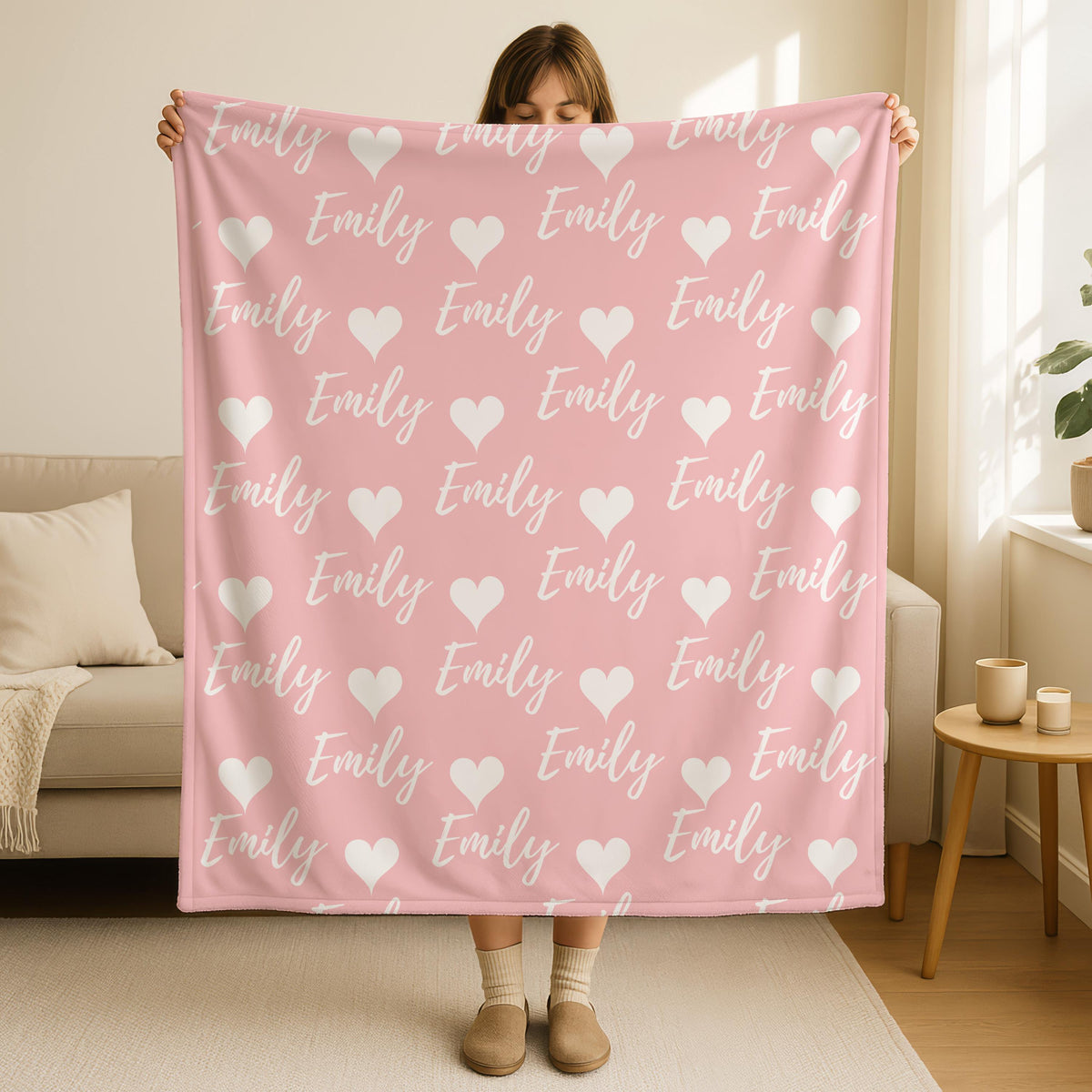 Personalized Name Blanket for Adult and Kids, Custom Name Heart Throw,Baby Girl Gift Blanket,Kids Blanket, Personalized Christmas Gift
