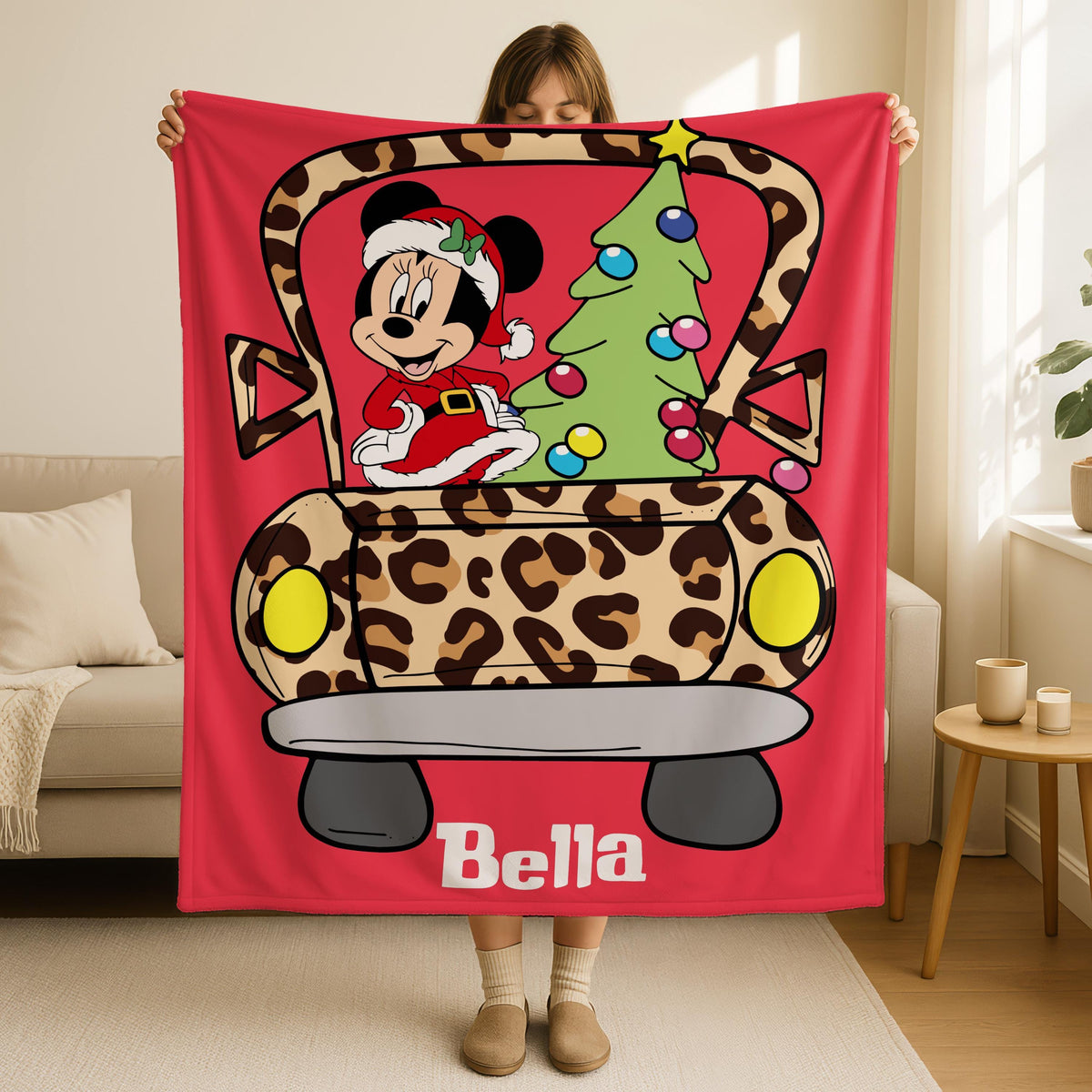 Disney Safari Minnie Mouse Blanket, Disney Leopard Blanket, Disney Safari Mode Throw,Minnie Leopard Throw Blanket,Girly Aesthetics Blanket