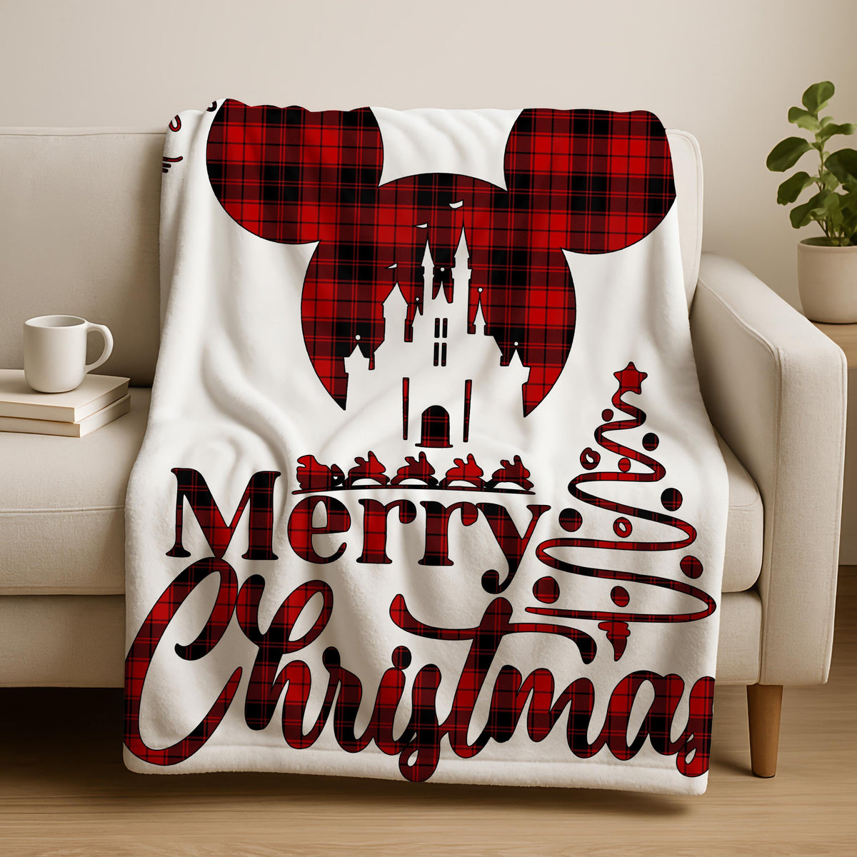 Magical Kingdom Mickey Mouse Plaid Christmas Blanket, Mickey Christmas Blanket, Disney Merry Christmas Blanket, Blanket Gift, Plaid Blanket