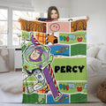 Personalized Buzz Lightyear Fleece Blanket | Custom Name Cartoon Blanket | Magic Kingdom Blanket for Bed Couch Sofa