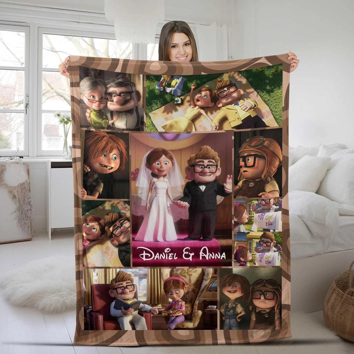 Personalized Up Movie Fleece Blanket | Carl & Ellie Fleece Blanket | Up Movie Blanket | Couple Blanket | Gift For Couple