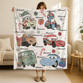 Custom Disney Cars Christmas Blanket, Lightning McQueen Xmas Gift, Cars Birthday Gift, Sally Tow Mater Hudson Christmas Blanket Gift
