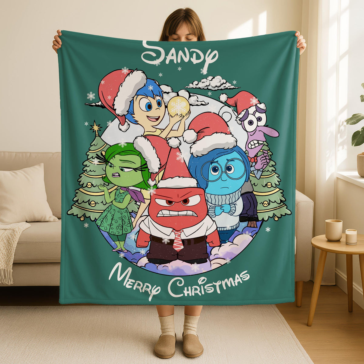 Christmas Inside Out All Emotions Blanket, Christmas Gift, Christmas Disney Blanket, Inside Out 2 Emotions Blanket,Pixar Inside Out Blanket