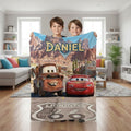 Personalized Cars Blanket, Mater and Lightning McQueen Route 66 Throw, Custom Pixar Kids Blanket, Radiator Springs Adventure Gift
