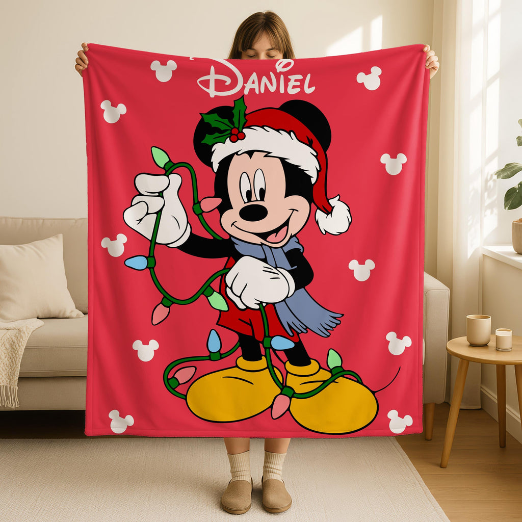 Disney Mickey Mouse Christmas Blanket, Newborn Gift, Mickey Bedding Blanket, Merry Christmas Blanket, Birthday Boy Blanket, Xmas Kid Gift