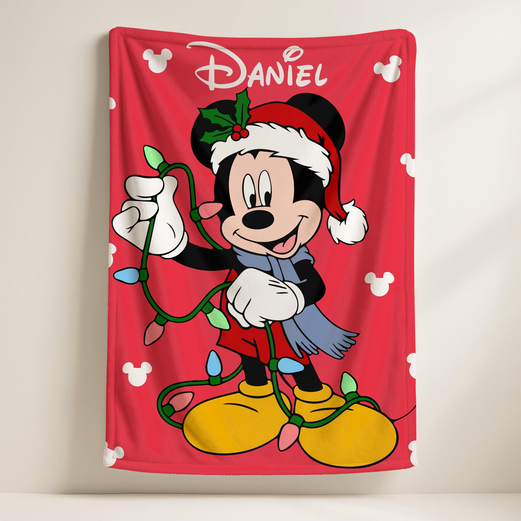 Disney Mickey Mouse Christmas Blanket, Newborn Gift, Mickey Bedding Blanket, Merry Christmas Blanket, Birthday Boy Blanket, Xmas Kid Gift