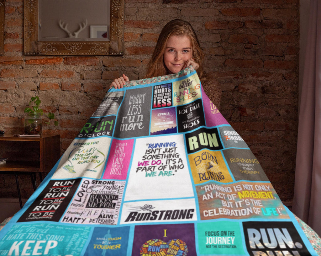 Running Blanket, Runner Blanket, Marathon Blanket, Athlete Blanket, Running Fleece Sherpa Blanket, Running Mom Blanket, Sport Blanket