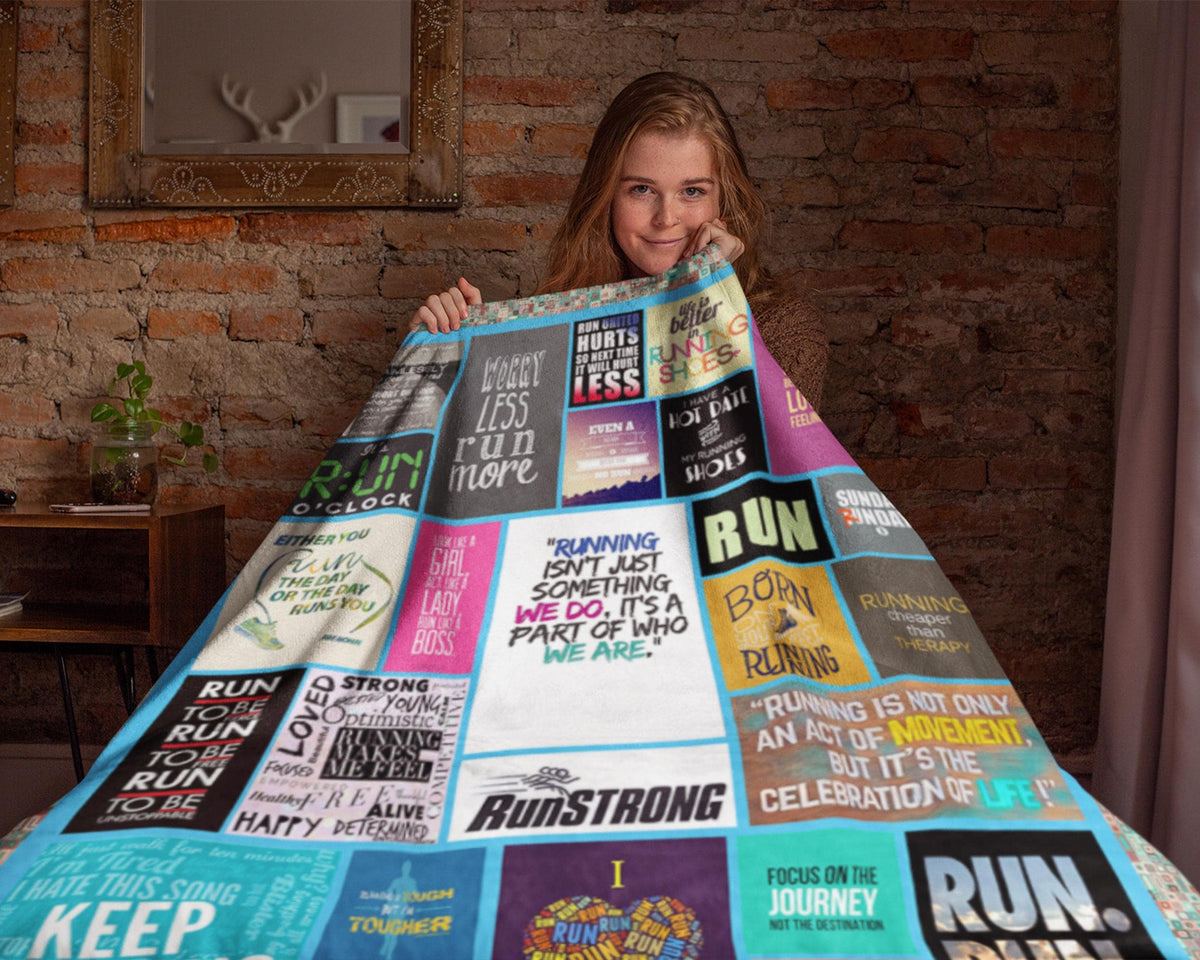 Running Blanket, Runner Blanket, Marathon Blanket, Athlete Blanket, Running Fleece Sherpa Blanket, Running Mom Blanket, Sport Blanket