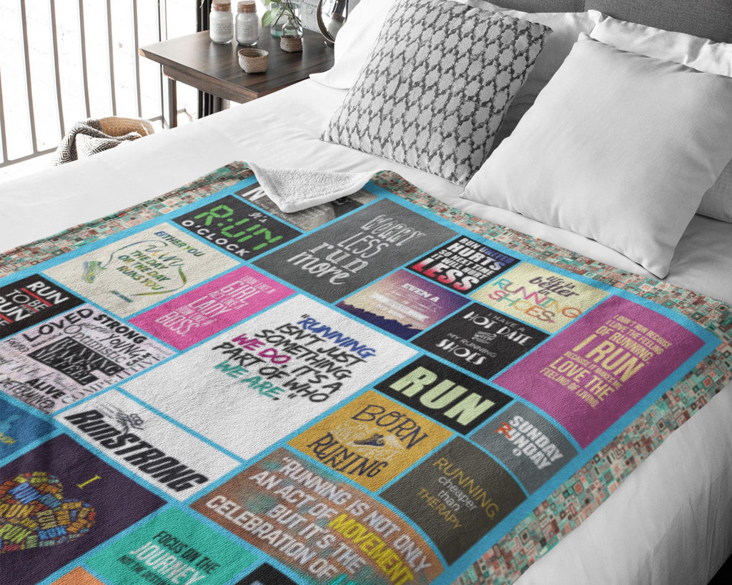 Running Blanket, Runner Blanket, Marathon Blanket, Athlete Blanket, Running Fleece Sherpa Blanket, Running Mom Blanket, Sport Blanket