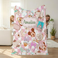 Personalized Disney Coquette Watercolor Blanket, Mickey and Friends Throw, Magic Kingdom Blanket, Disneyland Birthday Girl Gift