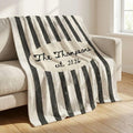 Personalized Disney Inspired Couple Blanket, Custom Black Stripe Castle Throw with Name and Established Year, Romantic Home Gift