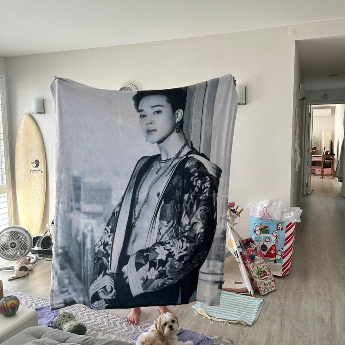 K-Pop Bias Photo Collage Blanket, Custom Kpop Picture Grid Throw Decor Gift #336
