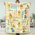 Personalized Winnie the Pooh Baby Blanket, Custom Name Pooh Bear Blanket, Classic Pooh Nursery Bedding, Cute Kids Snuggle Throw Gift