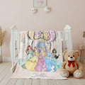 Disney Princess Blanket, Ariel Belle Aurora Cinderella Jasmine Throw, Custom Name Princess Bedding, Coquette Birthday Girl Gift