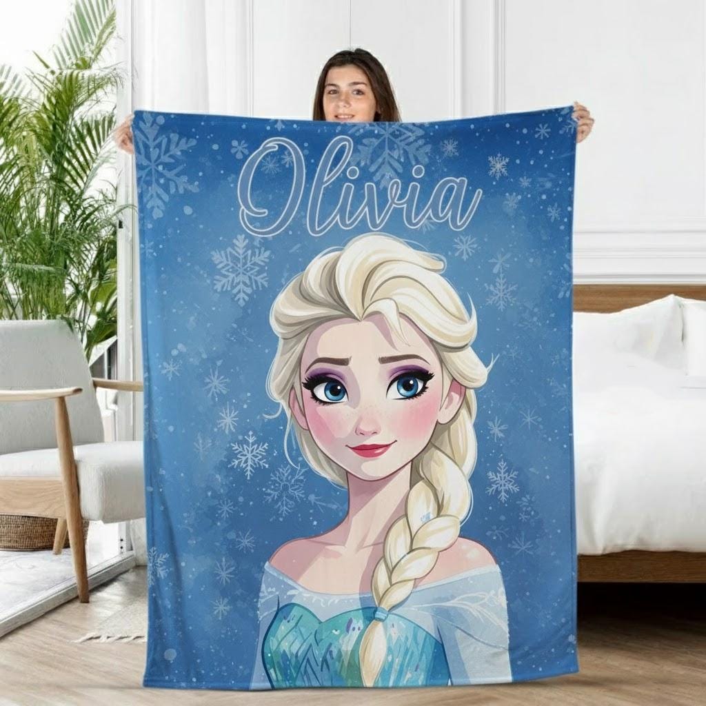 Custom Name Elsa Blanket, Disney Elsa Princess Blanket, Frozen Blanket, Frozen Movie Blanket, Disney Princess Blanket