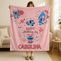 Personalized Stitch Heart Blanket,Stitch Heart Throw, Custom Stitch Blanket, Stitch Valentines Gift,Stitch Love Throw, Family Fleece Blanket