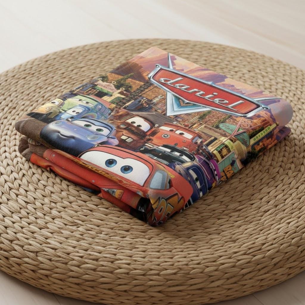 Personalized Lightning McQueen Blanket, Custom Pixar Cars Throw for Kids, Radiator Springs Character Blanket, Boys Racing Gift