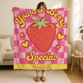Persoanlized You Are Berry Special Strawberry Valentine Blanket,Custom Couples Anniversary Blanket,Valentine's Day Gift for Her,Cozy Blanket
