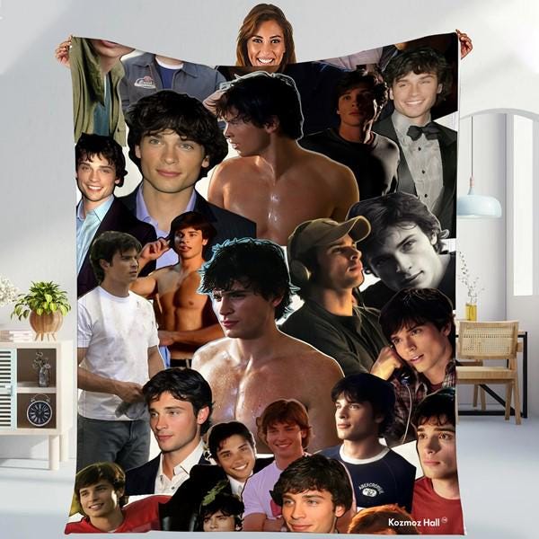 Tom Welling Fleece Throw Blanket, Tom Welling Sofa Bed Room Decor Gift For Fans, Lightweight Bed Blanket, Throw Blankets for Couch & Bed