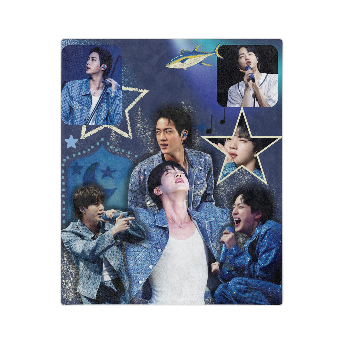 Kim Seokjin Velveteen blanket, K-Pop Boy Band gift, Jin Microfiber Blanket | Blue Star Photos gift, K-pop fan, gift for Army, Christmas gift