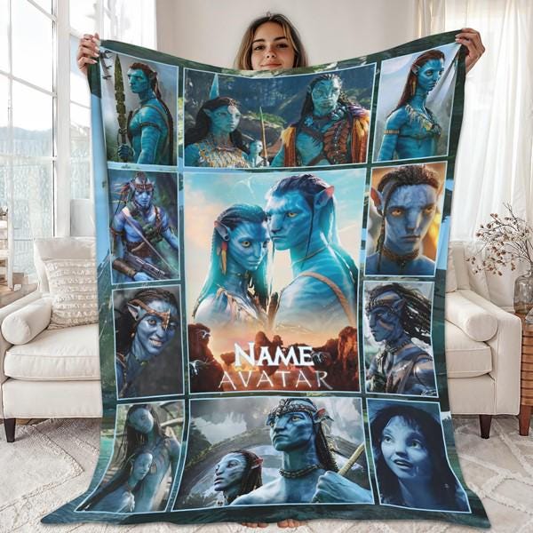 Personalized Avatar Jake Sully Neytiri Fleece Blanket, Avatar Jake Sully Blanket, Avatar Fan Gift, Avatar Movie Throw Sofa Bed Room Decor