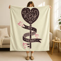 Key To My Heart Valentine Blanket,Valentine's Sherpa Fleece Throw, Romantic Bedroom Throw Blanket,Magic Heart Key Blanket,Cozy Love Throw