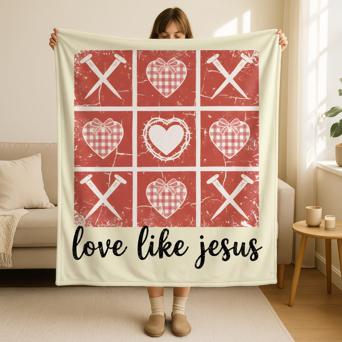 Xoxo Love Like Jesus Blanket,Christian Valentine Gift, Cozy Faith Based Blanket for Women,Jesus Valentine Throw,Religious Valentine Blanket