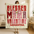 Personalized Blessed Mama Blanket,Mama Valentine Throw,Mother's Day Gift, New Mom Throw,Valentine Coquette Mom Blanket,Mom Appreciation Gift
