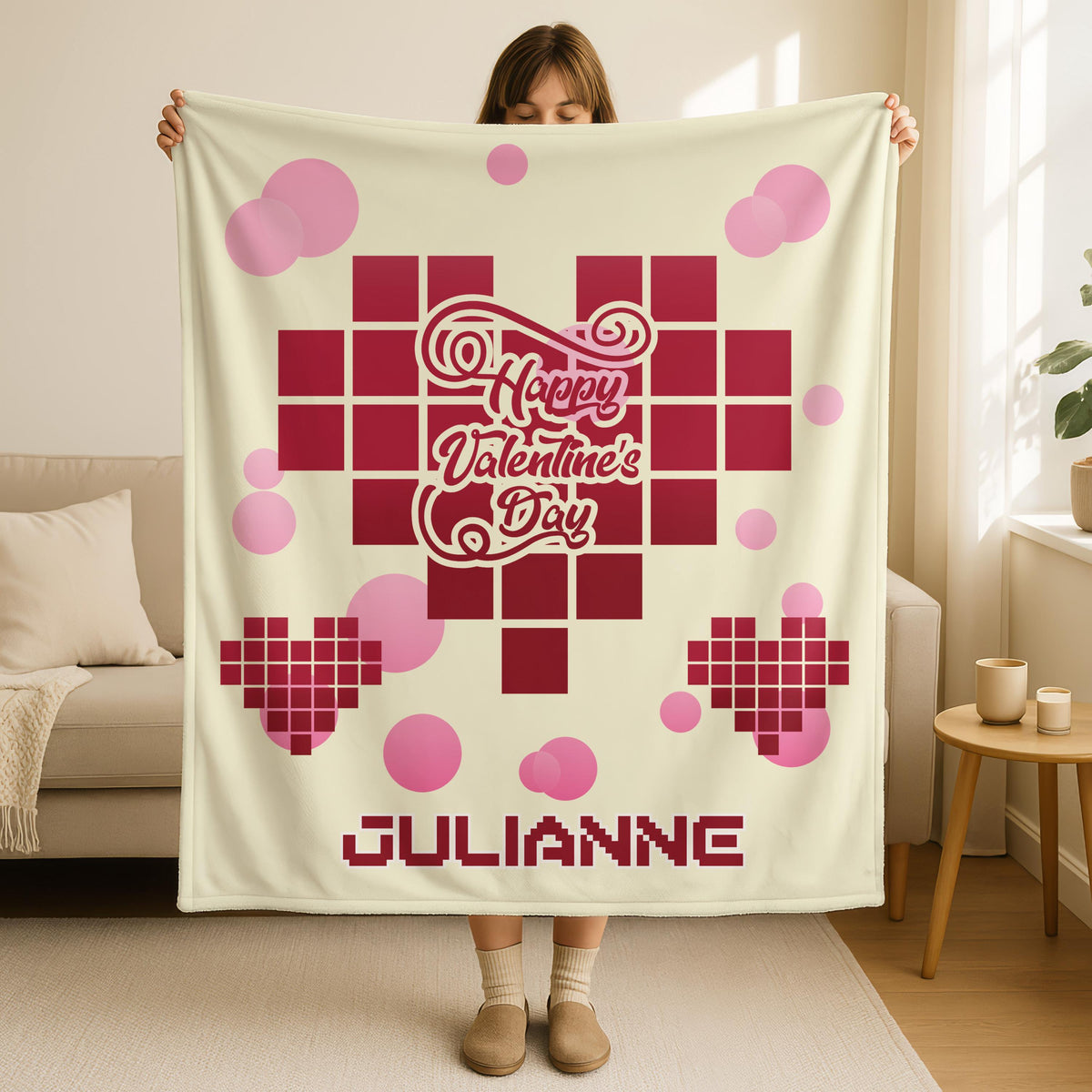 Custom Happy Valentine's Day Blanket, Flannel Blanket,Anniversary Gift,Comfy Love Blanket,Romantic Home Decor,Valentine Snuggle Blanket Gift