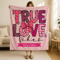 Personalized True Love Vibes Blanket,Custom Couples Anniversary Blanket,Valentine's Day Gift,Custom Name Couple Throw,Valentine's Day Throw