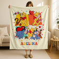 Custom Winnie the Pooh Valentine Blanket,Disney Home Decor, Disney Valentine Gift,Happy Valentine Cartoon Characters Throw,Couples Valentine