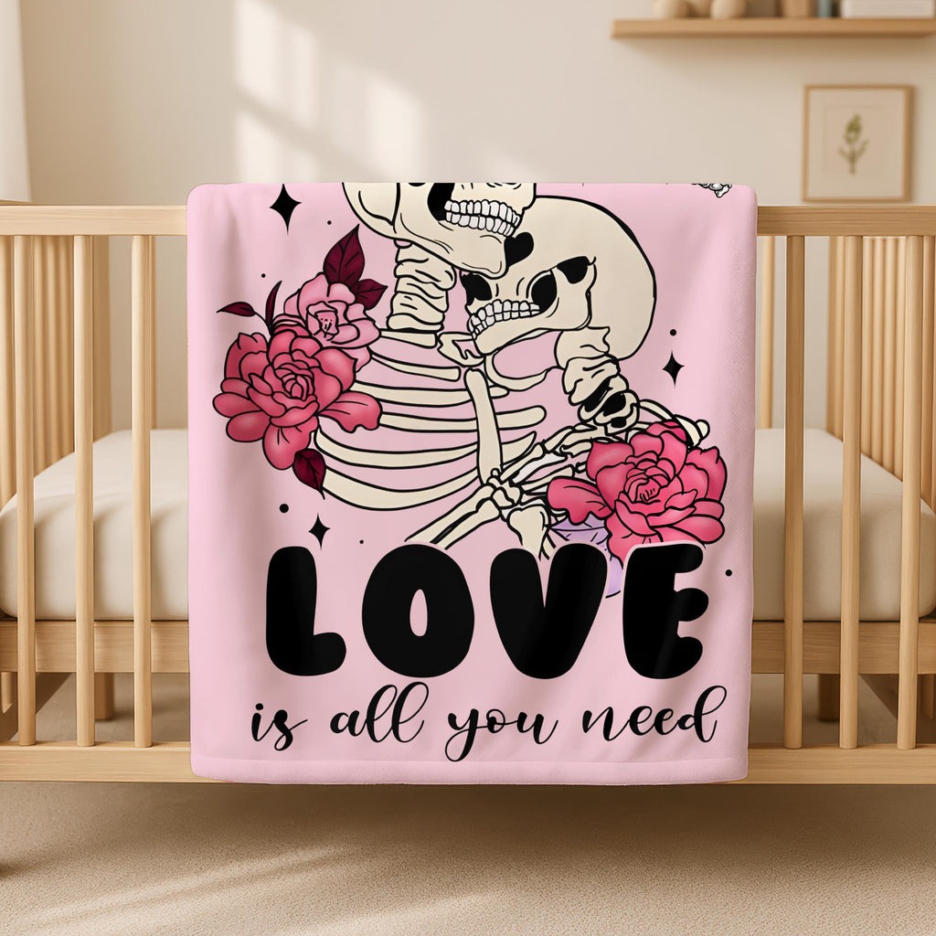 Gothic Valentine Skeleton Blanket,Skeleton Couples Blanket,Skeleton Couple Blanket,,Goth Couple Valentine Throw, Gothic Love Gifts For Her