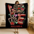 Personalized Love Skeleton Blanket,Love Blanket Valentine,Dark Romance Throw, Spooky Love Gift, Alternative Couple Gift, Creepy Cute Blanket