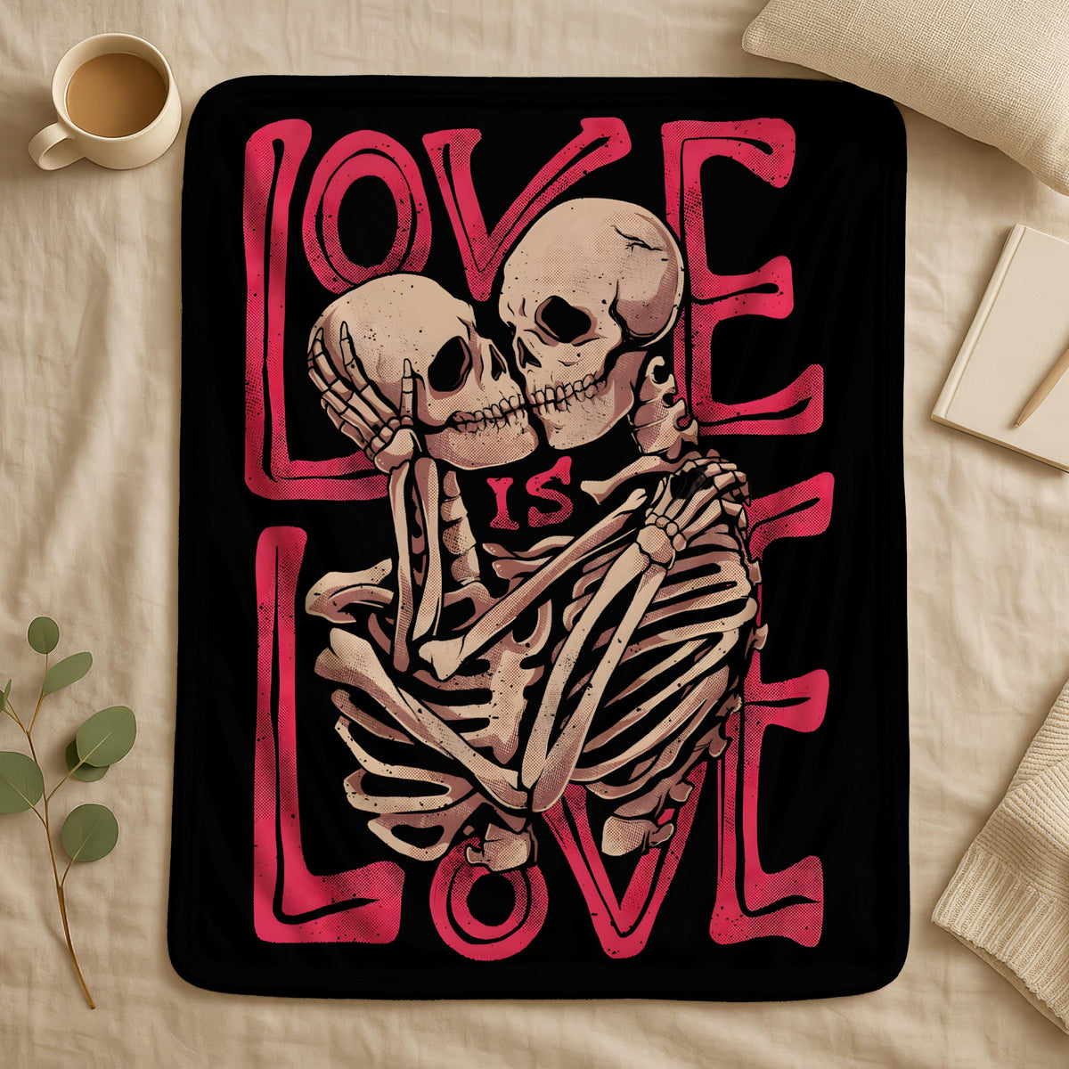 Skeleton Love Blanket,Skeleton Couple Gift,Gothic Valentine Skeleton Blanket,Dark Romantic Home Decor, Occult Valentine Gift,Skeleton Couple