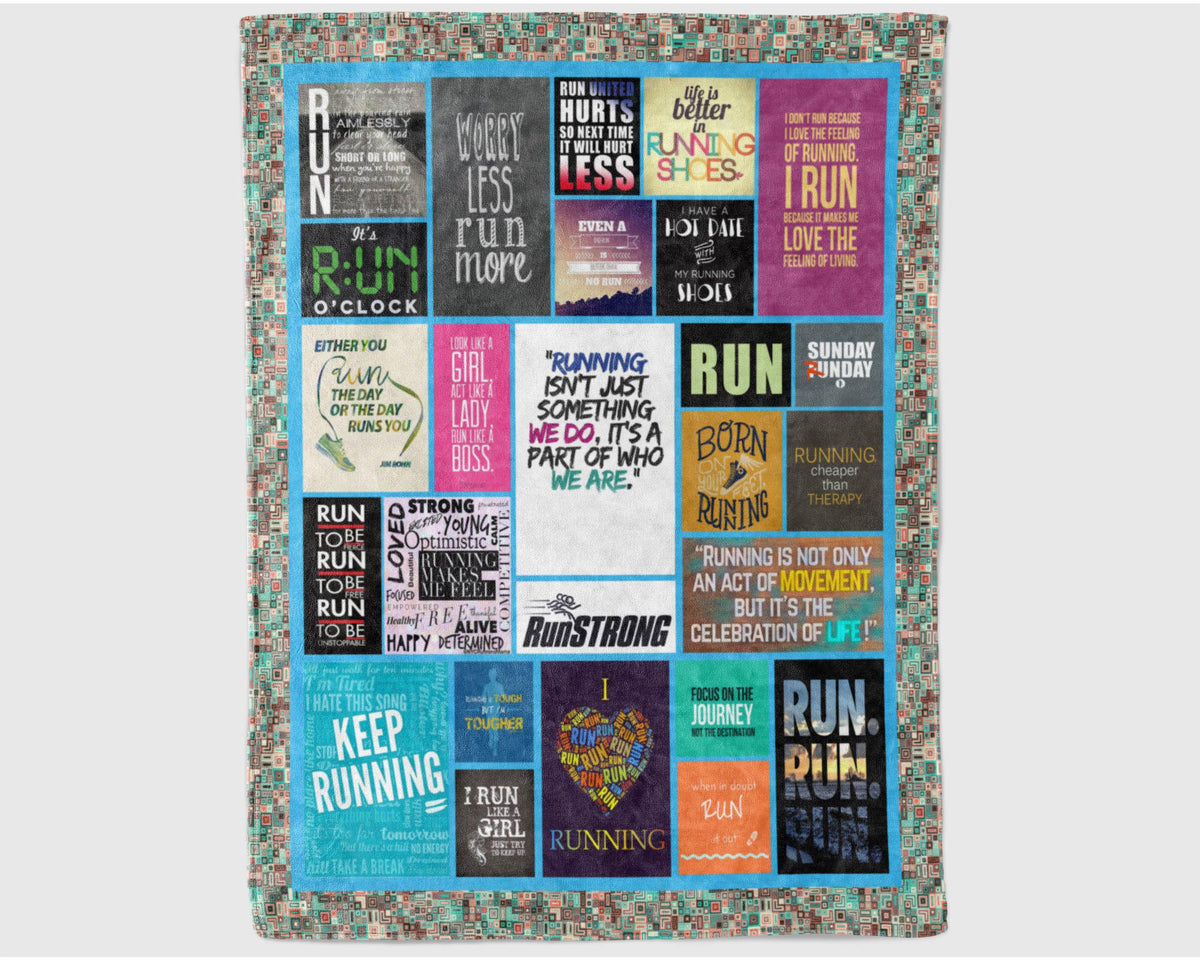 Running Blanket, Runner Blanket, Marathon Blanket, Athlete Blanket, Running Fleece Sherpa Blanket, Running Mom Blanket, Sport Blanket