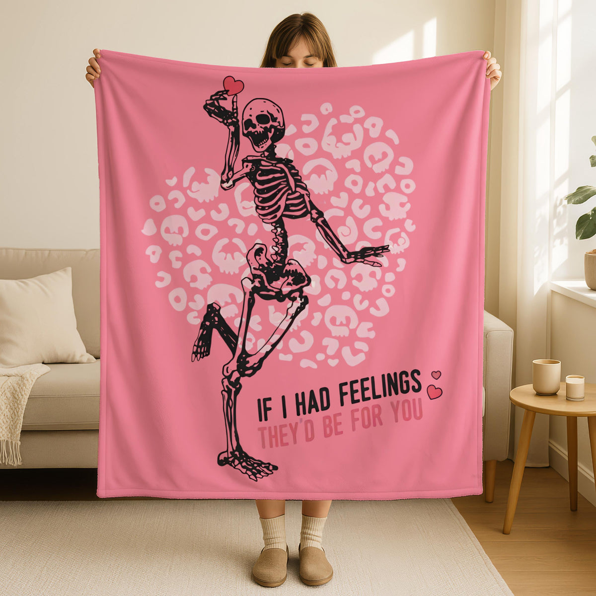 If I Had Feelings They'd Be For You Skeleton Love Blanket,Dark Humor Love Gift, Gothic Valentine Gift, Spooky Love, Alternative Couple Gift