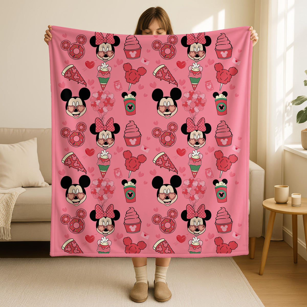 Disney Mickey and Minnie Valentine Blanket,Romantic Disney Blanket, Couple Love Throw, Disney Valentine Gift, Mickey Minnie Love Throw Gift