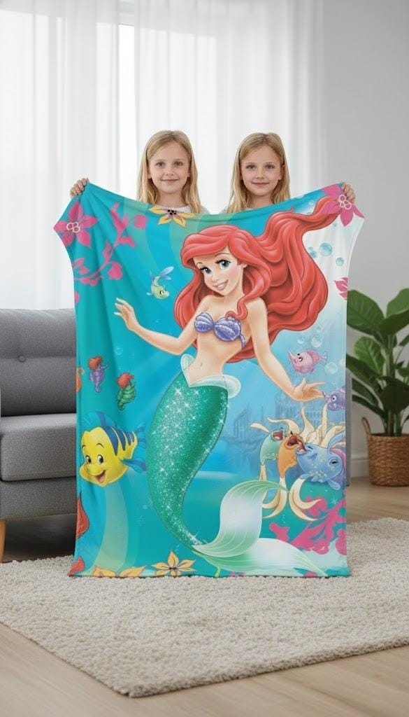 Personalized The Little Mermaid Blanket, Ariel Princess Blanket, Disneyland Princess, Baby Girl Birthday Gift