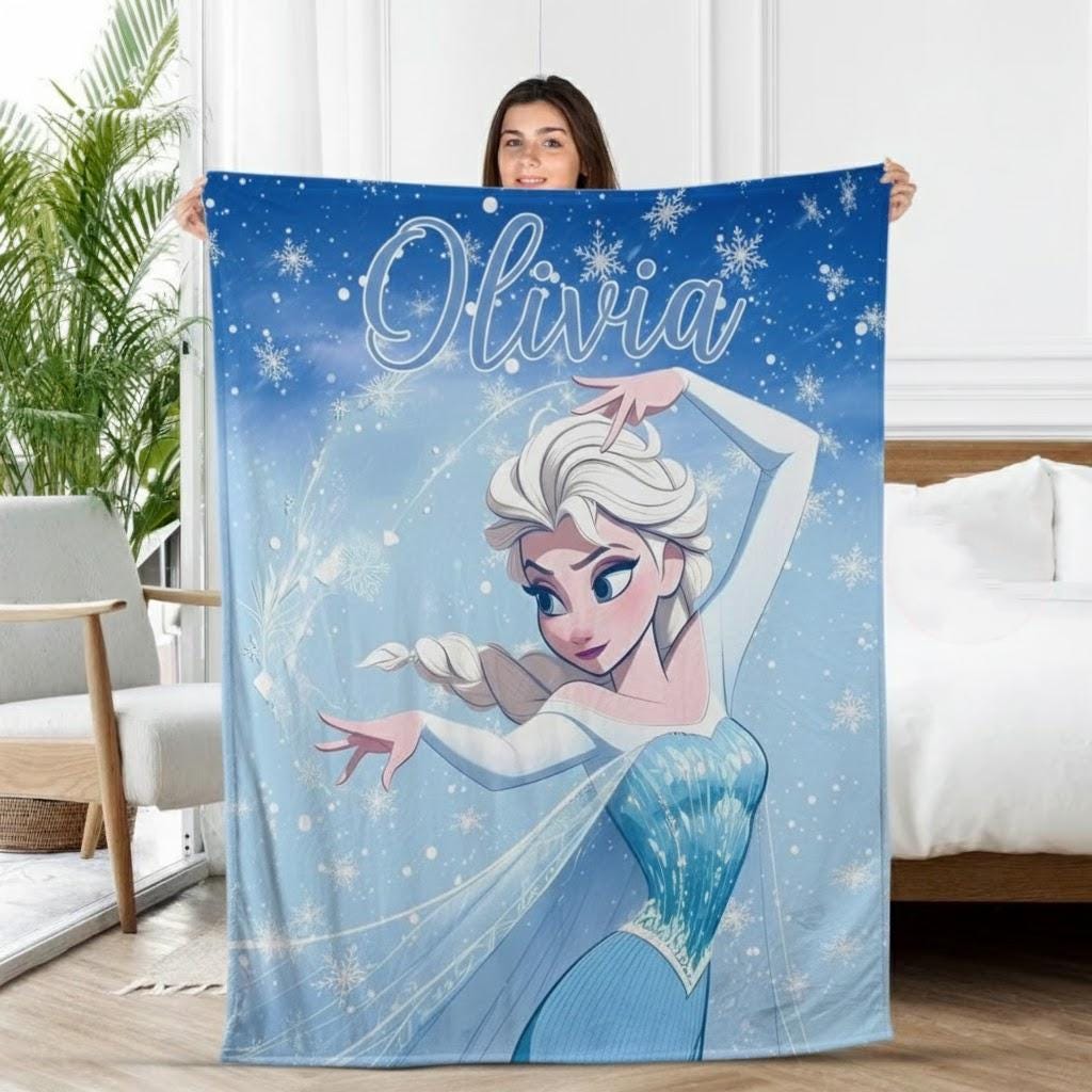 Personalized Frozen Elsa Princess Fleece Blanket, Disney Elsa Blanket, Frozen Blanket, Frozen Movie Blanket, Disney Blanket, Disney Princess