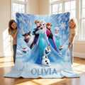 Custom Name Frozen Fleece Blanket, Elsa Blanket, Frozen Blanket, Frozen Movie Blanket, Elsa Olaf Anna
