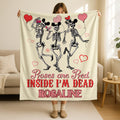 Dark Romance Personalized Throw, Alternative Valentines Gift,Gothic Roses Tapestry, Gothic Skeleton Couple Plush Blanket,Roses are Red Throw