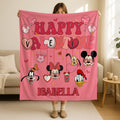 Personalized Mickey and Friends Happy Valentine Blanket,Disney Couple Throw,Valentine Cartoon Mouses Blanket,Custom Disney Girlfriend Gift