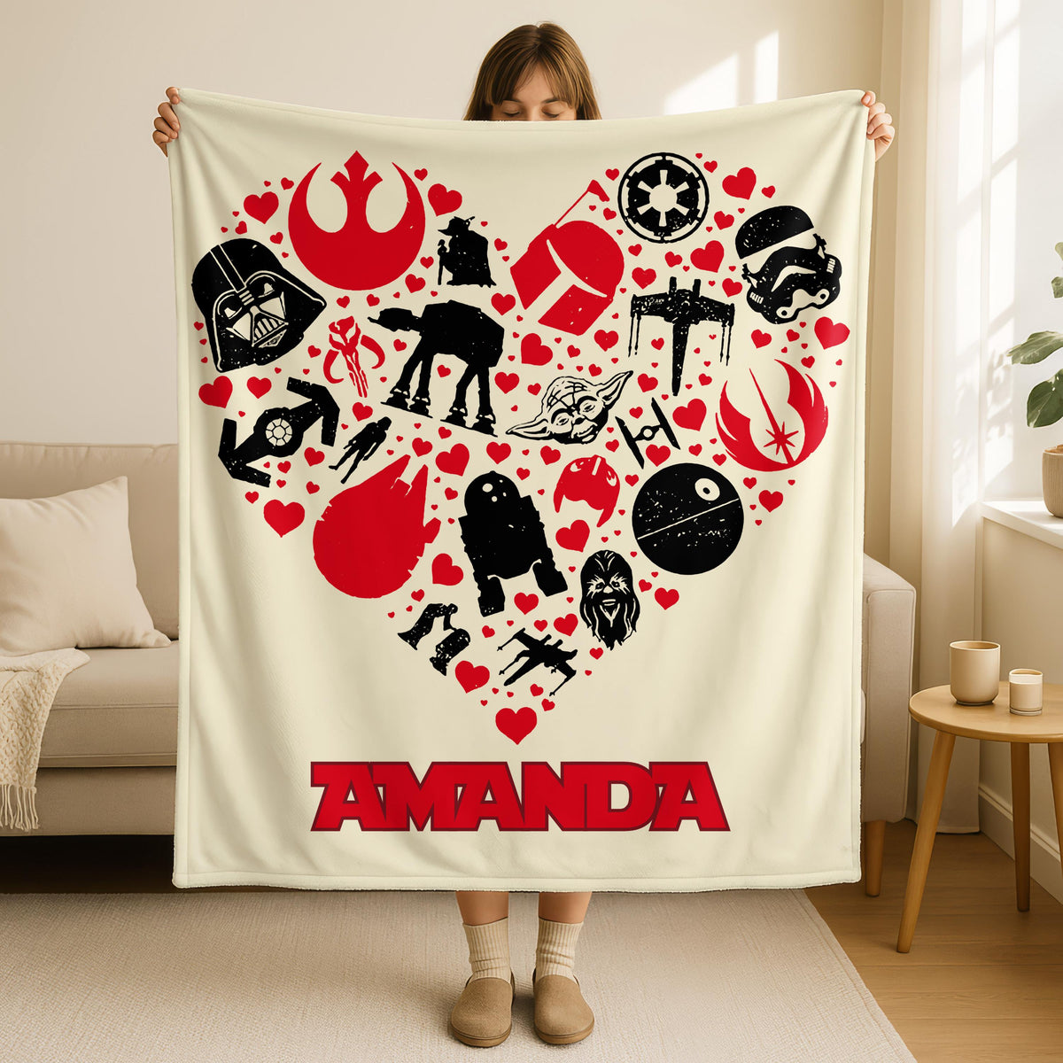 Personalized Star Wars Couple Blanket,Custom Galaxy Gift,Personalized Couple Heart Throw,Custom Nightmare Couple Gift,Valentines Day Blanket