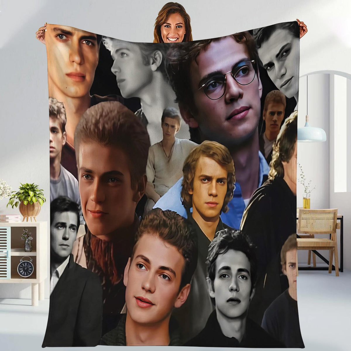 Hayden Christensen Photo Fleece Blanket, Hayden Christensen Actor Throw Blanket For Bed Couch Sofa, Christmas Vintage Gifts 2025 For Fan