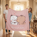 Customized Dudu Bubu Blanket Cuddly Panda Bear Couple Throw Personalized Romantic Gift Boyfriend Girlfriend Anniversary Valentine Keepsake